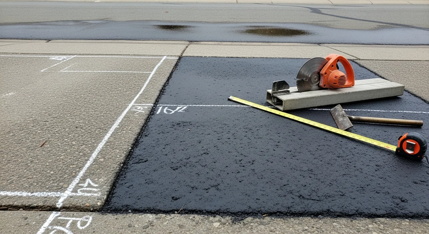 A repaired residential driveway in Placer County, California, showing a smooth, crack-free surface with restored drainage slope leading to a home garage. The surrounding landscape reflects the dry, foothill terrain typical of the region.