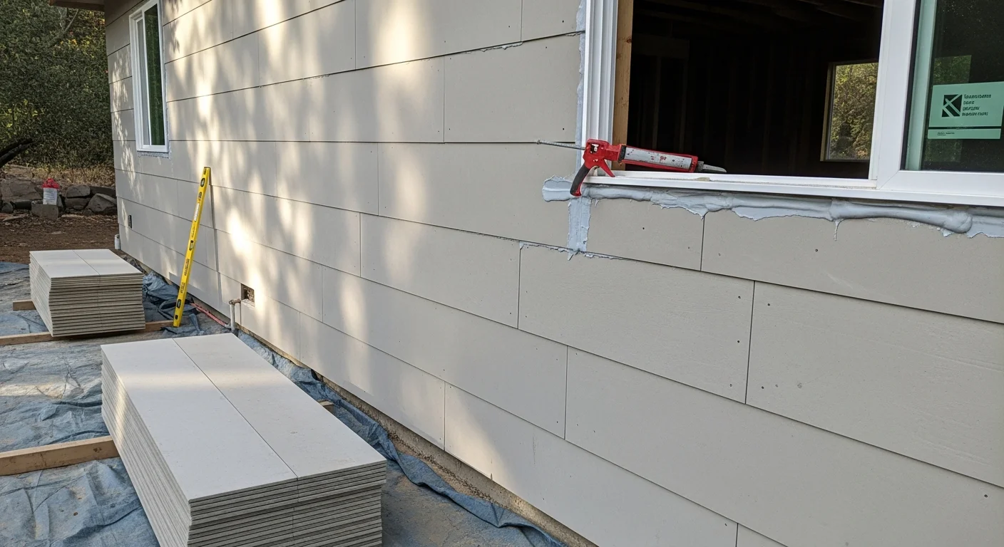 A Placer County home with freshly installed exterior cladding, showing clean panel lines, sealed trim edges, and a weather-resistant wall assembly on a foothill property. The completed installation reflects work suited to the region's mix of summer heat and wildfire-interface conditions.